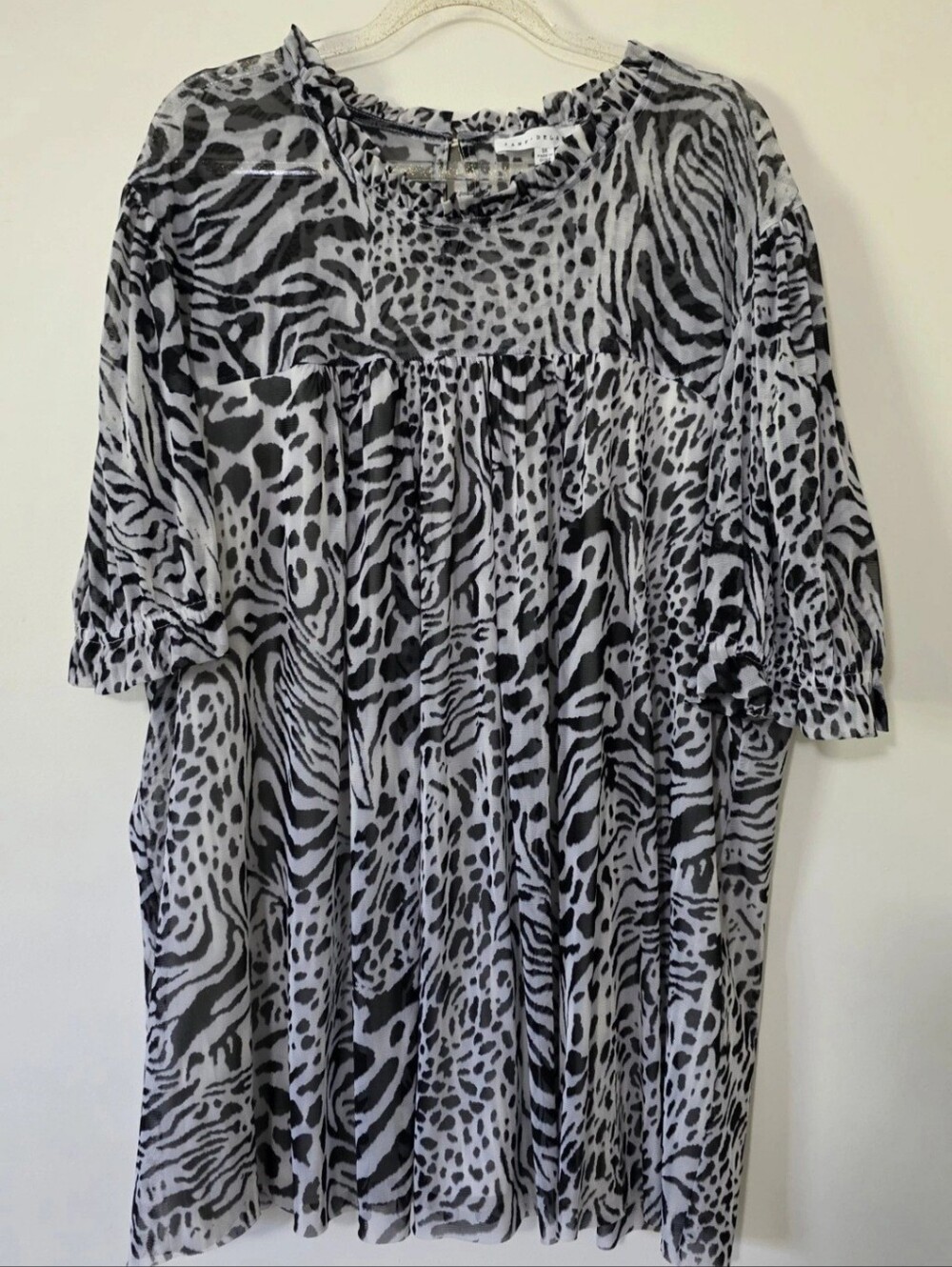 Jane + Delancey Plus Size Animal Print Top Sheer With Lining Size 3x Mob Wife